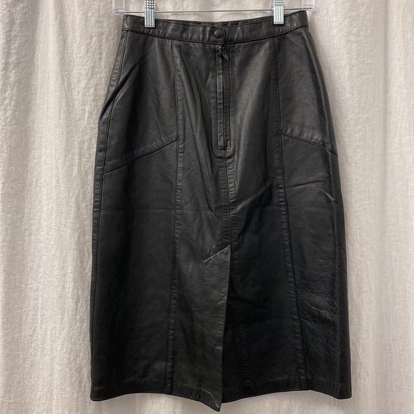 Vintage Leather Pencil Skirt -- Excellent Condition Size 10 - Picture 2 of 9